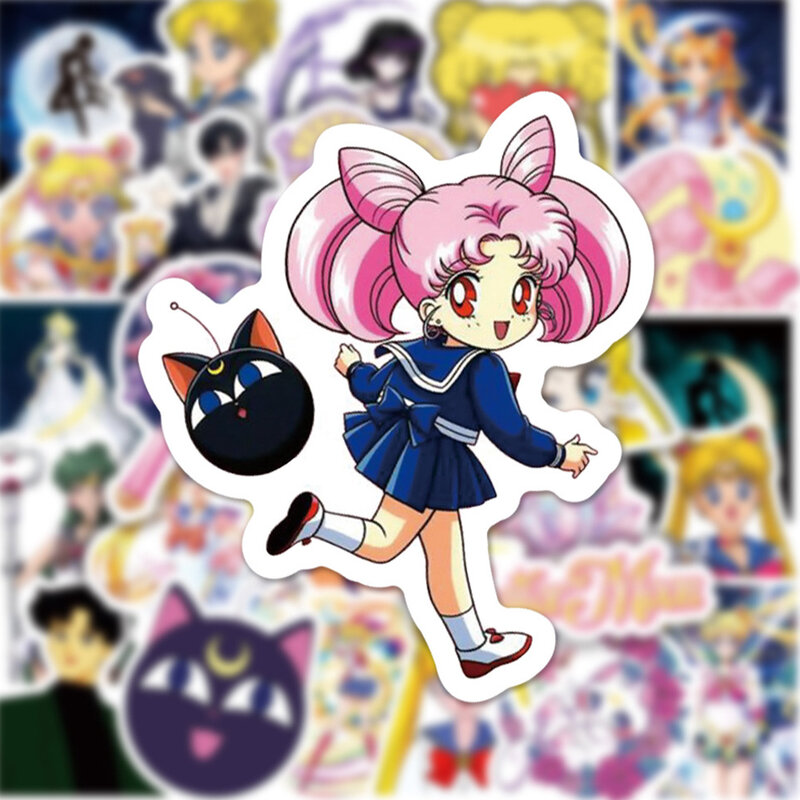 10/30/50/100pcs Cute Sailor Moon Anime Stickers Aesthetics Girls Cartoon Decals Laptop Phone Diary Kawaii Sticker for Kids Toys