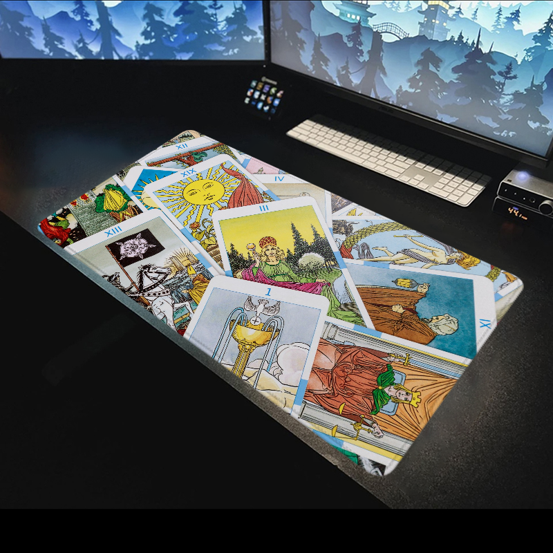 Akcesoria komputerowe karty tarota podkładka pod mysz duży Deskmat podkładka pod mysz podkład na biurko maty do zabawy Gaming Mause Anime Office Pads Pc Xxl