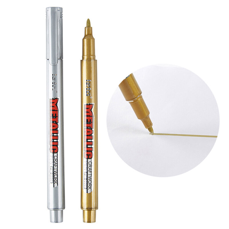 1 Stuk Metallic Marker Pennen Goud Zilver Permanente Kunst Markers Voor Kunstenaar Illustratie Ambachten Scrapbooking Stof Markering Pen