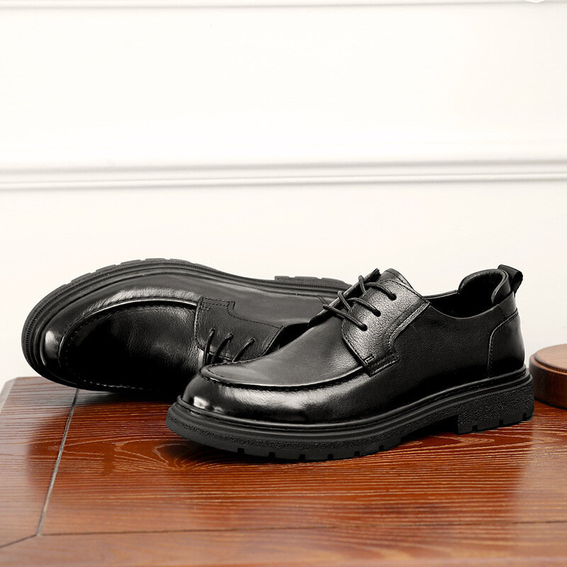 Desai 남성용 다용도 캐주얼 가죽 신발, 통기성, 트렌디한 작업화, 레트로 영국 라운드 토 더비 신발, 신상