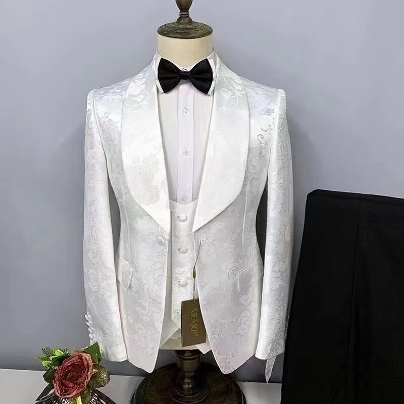 Floral em ações xale lapela único breasted casamento vestido do noivo inteligente negócios casual ternos masculinos jaqueta blazer