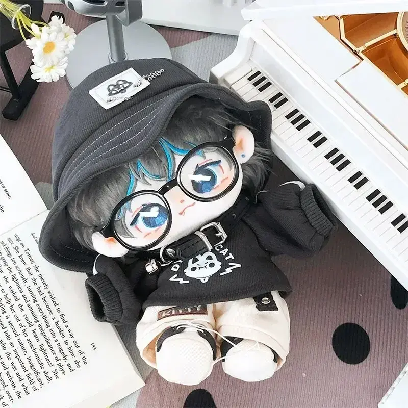 20cm No Attribute Demon Cat Kawaii Cool Handsome Boy Hoodie Hat Costume Set Plush Doll Change Clothes Outfit Cosplay Xmas Gift