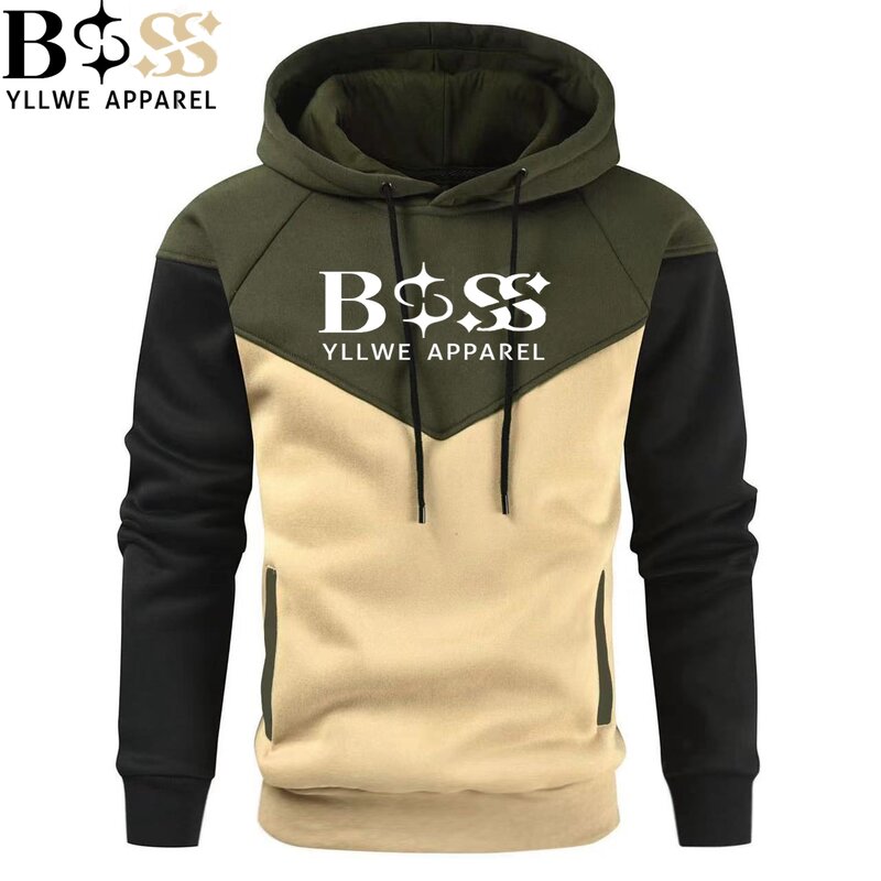 2024 BSS YLLWE APPAREL New Men's Clothing Men's Leisure Sports Hooded Collar Large Fashion Letter Printing Sweatshirt Hooded