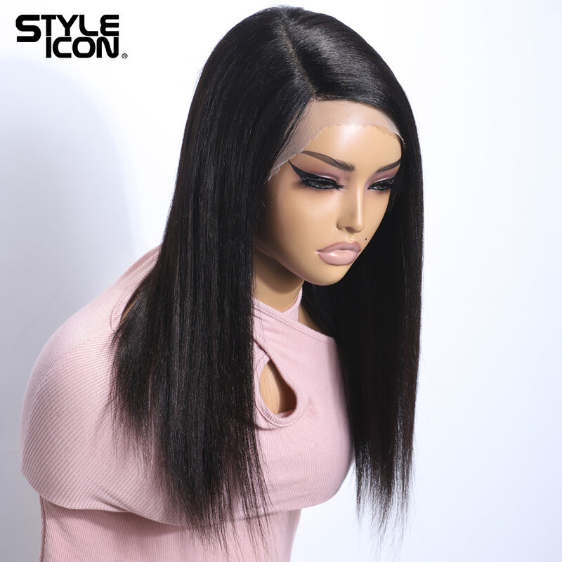 Straight Wig Pre Plucked Brazilian Human Hair Wigs Side Part Bob Wig for Women Natural Color T Part Lace Straight Human Hair Wig