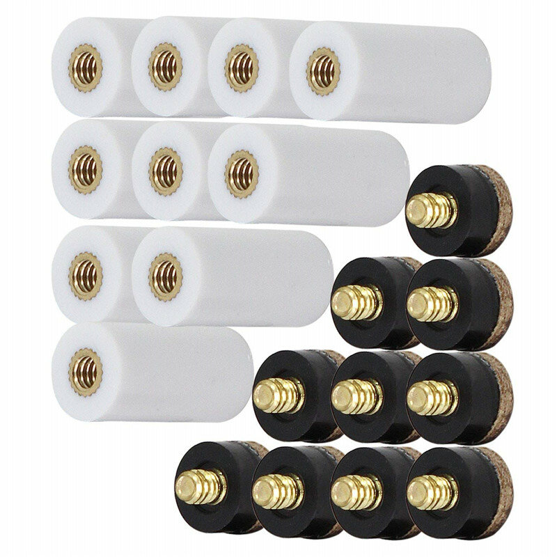 Puntas de taco profesionales de billar, recambio de puntas atornilladas con casquillos de palo de billar, color blanco y negro, 13mm, 10 unidades por Set