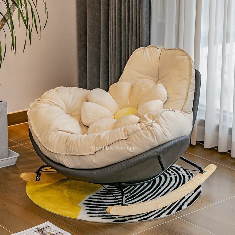 Cadeira de balanço única de estilo nórdico Sofá preguiçoso Cadeira de luxo Eggshell Penguin, Lazer Varanda Sala de estar e quarto, Cadeira de luxo Eggshell Penguin