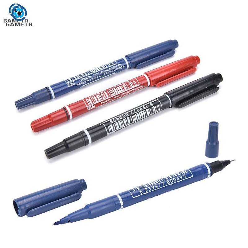 1 pz Dual Tip 0.5/1.0mm pennarello impermeabile nero blu rosso oleoso Manga Art pennarelli studente scuola ufficio cancelleria