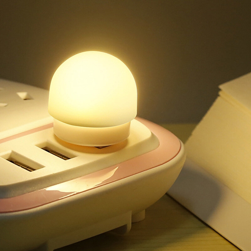Mini veilleuse LED portable, prise USB, petit, chaud, blanc, camping, lecture, sommeil