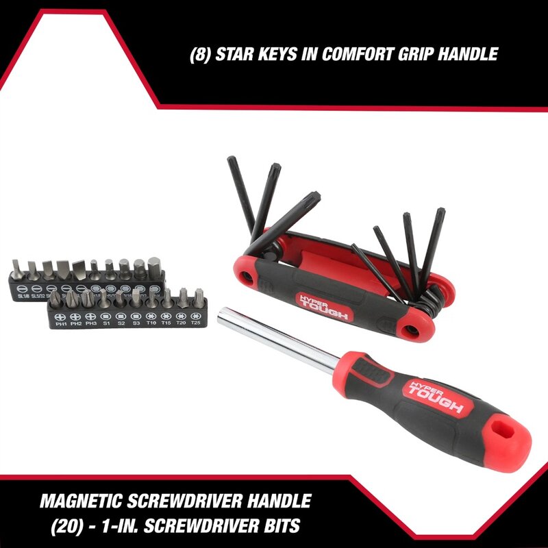 Kit d'outils de mécanicien automobile et moto Hyper Tough, 4376V, 51 pièces