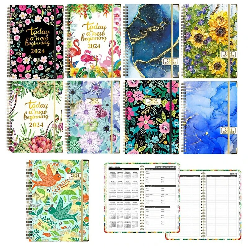 2024 A5 English Planner Notebook Notepad Diary Weekly Planner Agenda Schedules Stationery Office School Supplies