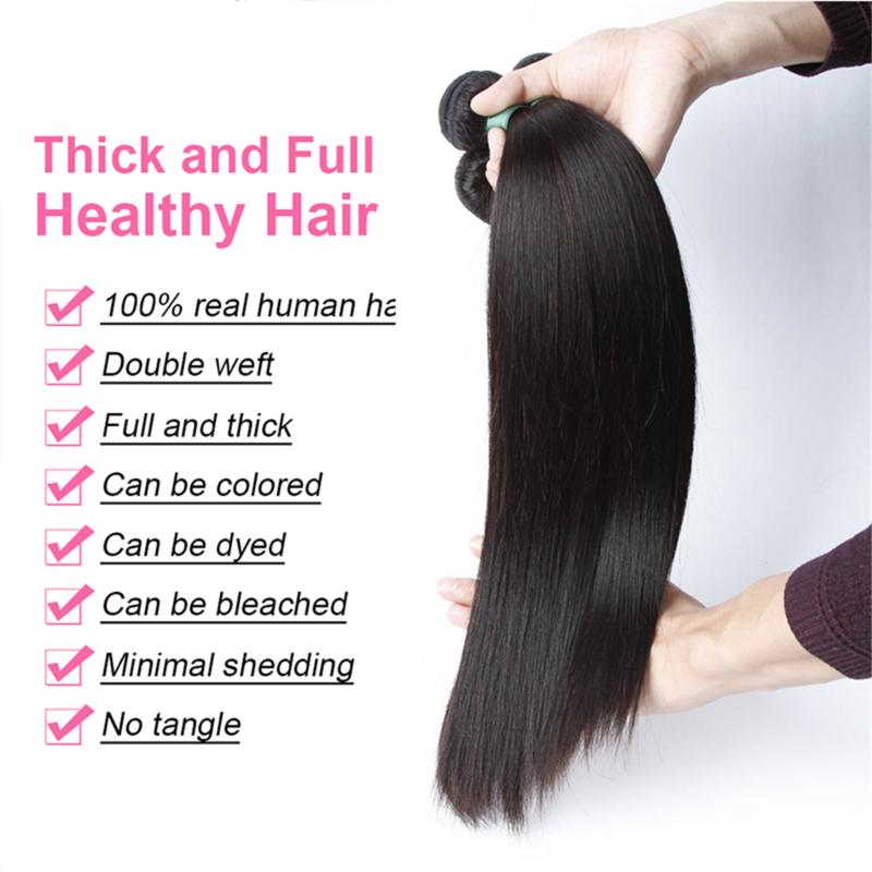 40 Inch Bone Straight Bundles Human Hair Extensions Brazilian Unprocessed Virgin Raw Hair Natural Weave Hair for Woman Remy Hair