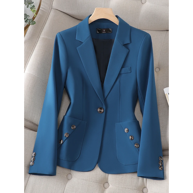 Casacos femininos de trabalho de negócios, jaqueta formal para senhoras do escritório, blazers finos femininos, preto, azul e branco, novo para outono e inverno, 2022