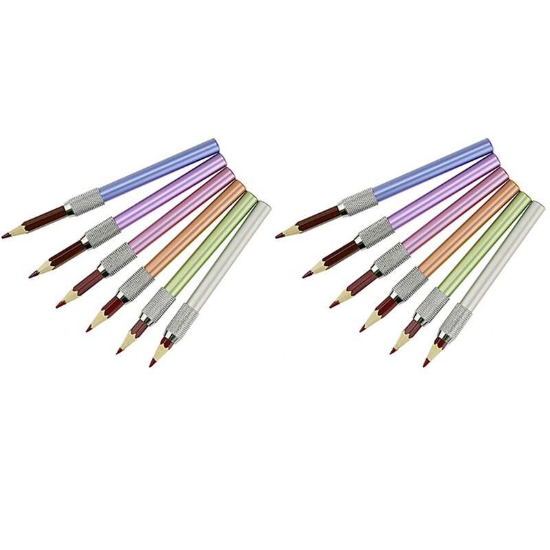 Extensor de lápiz de un solo extremo, varilla de Color de Metal de 12 piezas, receptáculo de pluma, estuche de lápices de extensión