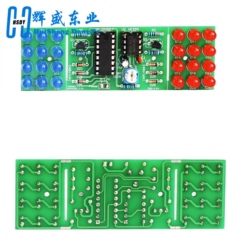 Eletrônico Dual-Color LED Strobe Kits, luzes piscando Componentes, vermelho, azul, NE555, CD4017 IC, Kit DIY