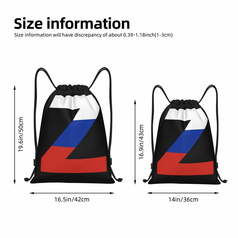 Russian Z Portable Drawstring Bags Backpack Storage Bags Outdoor Sports Traveling Gym Yoga