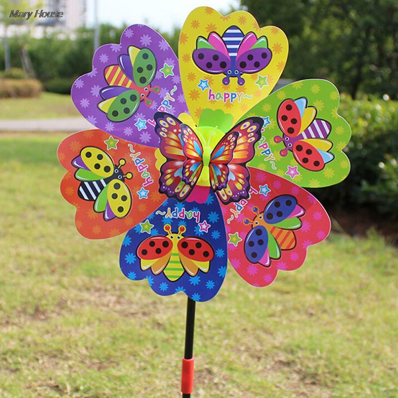 1Pcs 3D Schmetterling Blume Windmühle Multicolor Schmetterling Blume Windmühle Bunte Wind Spinner Garten Hof Dekoration Kinder Spielzeug