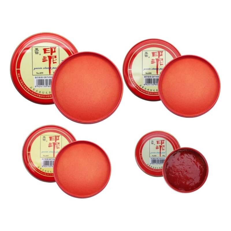 Red Stamp Ink Pad Round Chinese Yinni Pad Red Ink-Paste Quick-Drying Red Stamp Pad Calligraphy Painting Supplies