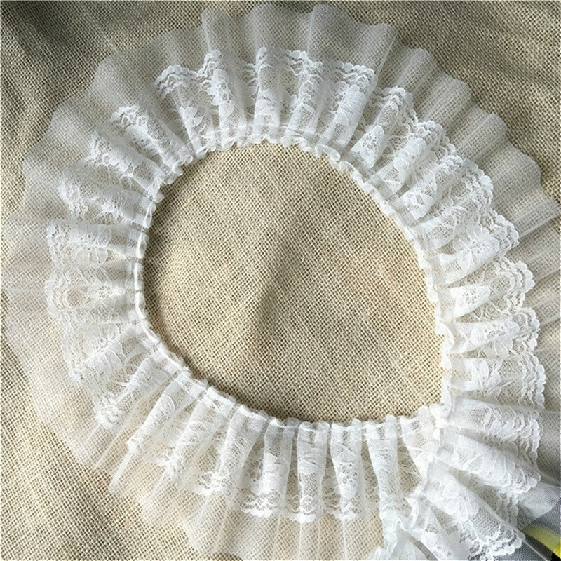 Черно-белая сетчатая Тюлевая вышивка с блестками, ширина 8 см, двойной ламинированный морщин, аппликация с кружевной отделкой тканевая лента