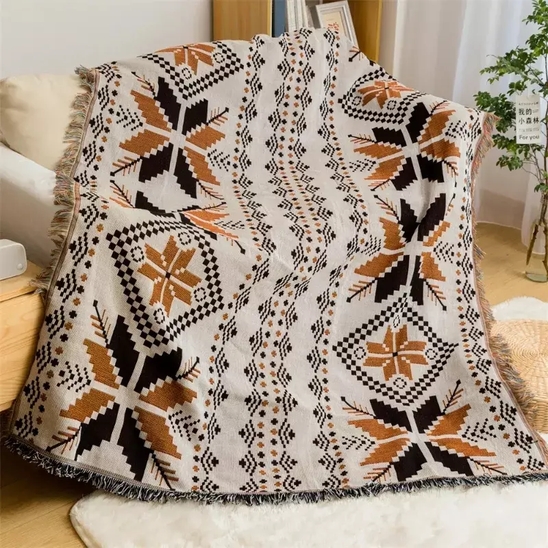 Винтажное диванное одеяло в богемном стиле, мягкое покрывало на стул, искусственная скатерть, семейное украшение, праздничный подарок в стиле бохо
