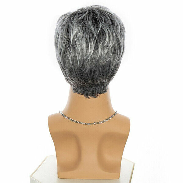 Grey Pixie Cut Wave  Synthetic Heat Safe Wig Fashion Natural Looking Soft