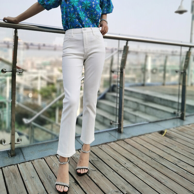 Vrouwen Elasticiteit Slim Denim Broek Hoge Taille Fashion Lady Casual Rechte Jeans
