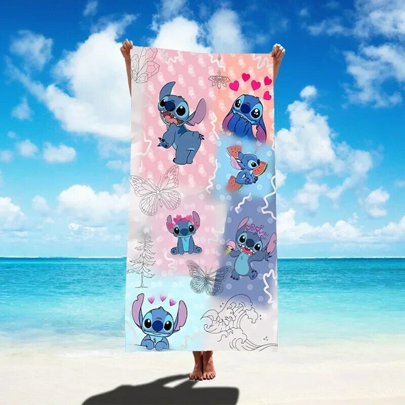 Disney Stitch Cartoon Bath Towel Anime Figures Lilo & Stitch Kids Beach Towel Summer Swim Bath Towel Bathroom Supplies 75x150CM