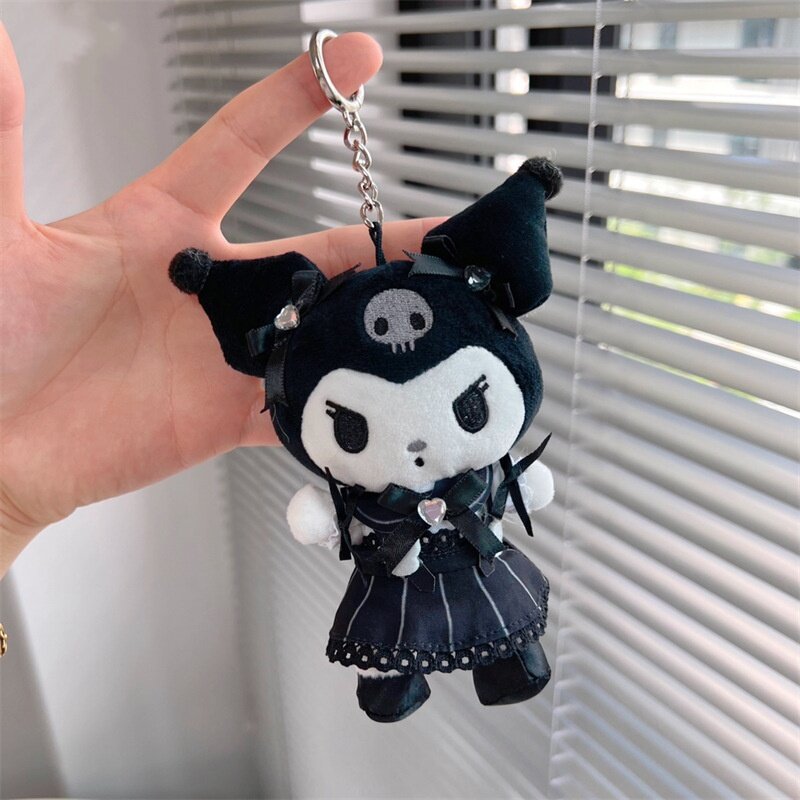 Peluche Kawaii Hello Kitty Kuromi, 12cm, pendentif pour sac et porte-clés