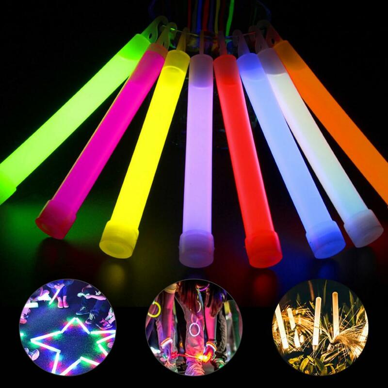 10 buah mainan tongkat menyala anak-anak, tongkat Neon panjang Ultra terang 6 inci lampu Festival karnaval mendukung Prop Pa