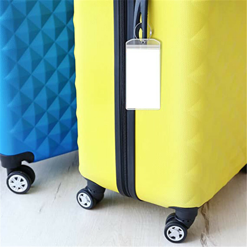 Przeźroczysta przywieszka z PVC do bagażu męska plakietka bagażowa wodoodporna walizka adres ramka na etykietę przenośne etykiety akcesoria podróżne