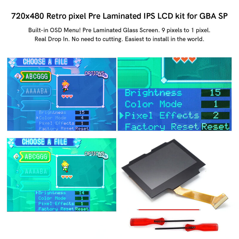 Gelamineerde V5 Ips Gba Sp Backlight Achtergrondverlichting Lcd-Vervanging Mod Kits Voor Game Boy Advance Sp No Behoefte Cut Shell Case