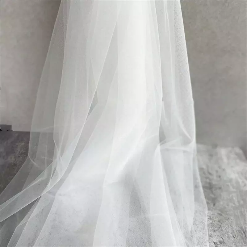 High Quality Soft Mesh Sheer Tulle Fabric Swiss Tulle for Bridal Veil Illusion Wedding Dress White Ivory Beige Black 150cm