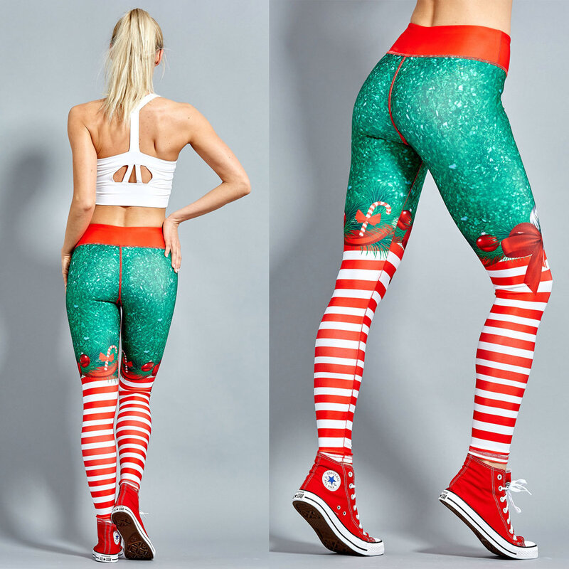 Leggings natalizi donna Sexy Leggins Skinny a vita alta Leggings Fitness Leggings da allenamento stampati da donna pantaloni elasticizzati