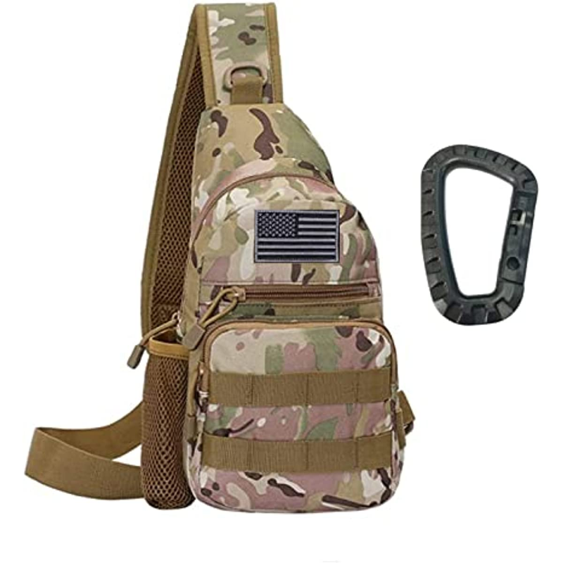 Tático Militar Peito Sling Bag, mochila de ombro MOLLE impermeável, alça única masculina com suporte para garrafa de água