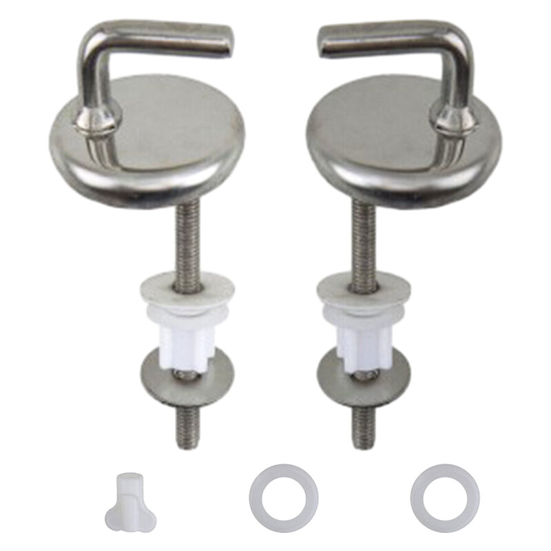 2pcs Universal Toilet Seat Hinge Fixings Stainless Steel With Mounting Accessory Easy Install Durable Quick Release Repair Home