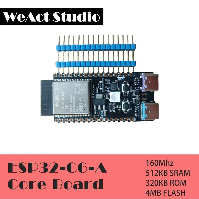 WeAct ESP32-C6 papan pengembangan ESP32C6 papan sistem Minimum ESP32 papan inti RISC-V Espressif IoT WiFi6 Bluetooth Zigbee