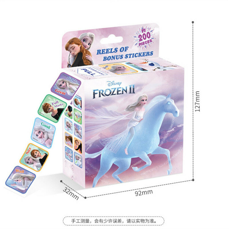 Caja de pegatinas de dibujos animados de Disney para niños, pegatinas extraíbles de princesa Frozen, Mickey, coche, recompensa para profesores, juguete de regalo, 200 hojas