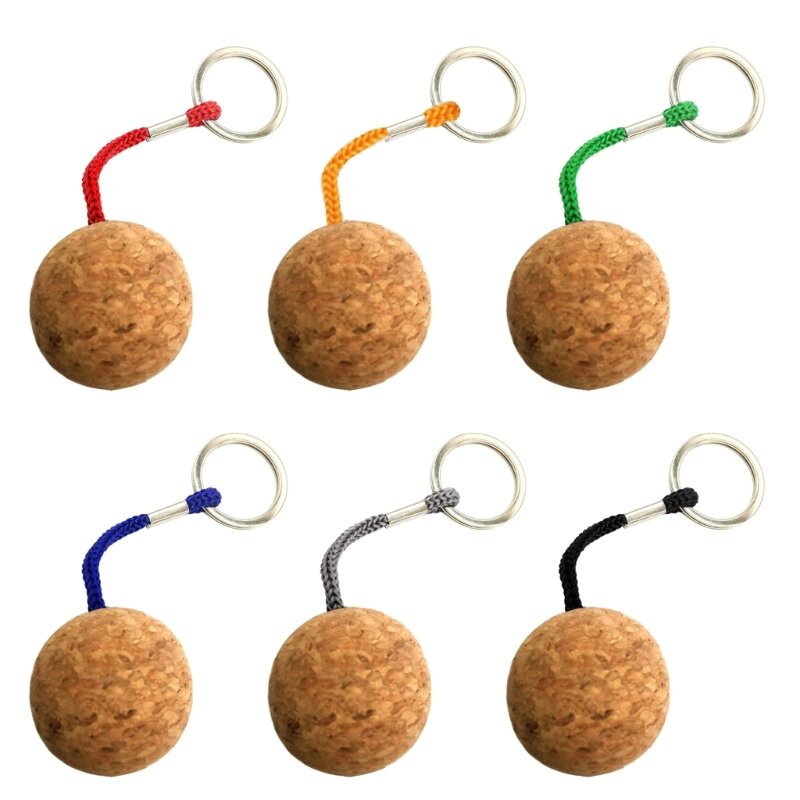 Buoyant Key Chains 35mm Floating Cork Ball Keyrings Buoy Boats Key Rings Keychain for Sea Surfing Diving Fishing