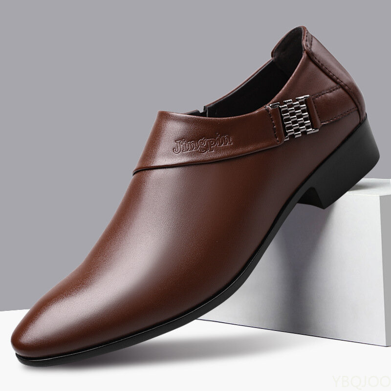 Zapatos De charol para Hombre, Zapatos De vestir De negocios, elegantes, con plataforma De cuero, sin cordones, 2022