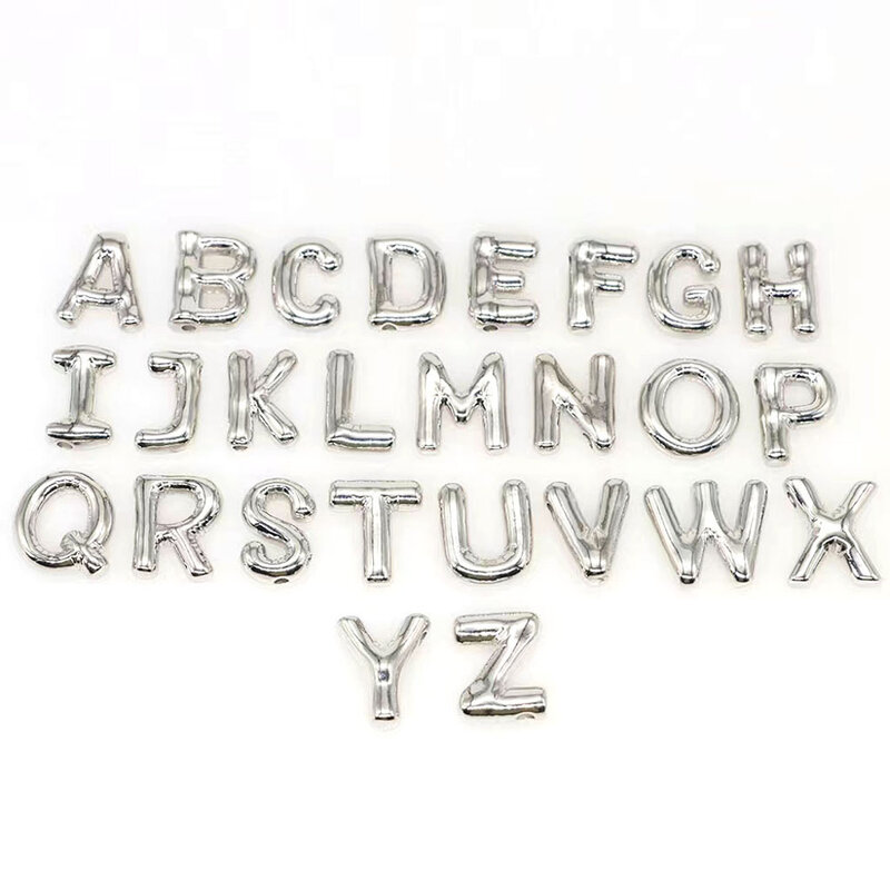 Kalung huruf gelembung balon kalung inisial untuk wanita anak perempuan Chunky alfabet A-Z nama liontin kerah pesona DIY hadiah perhiasan