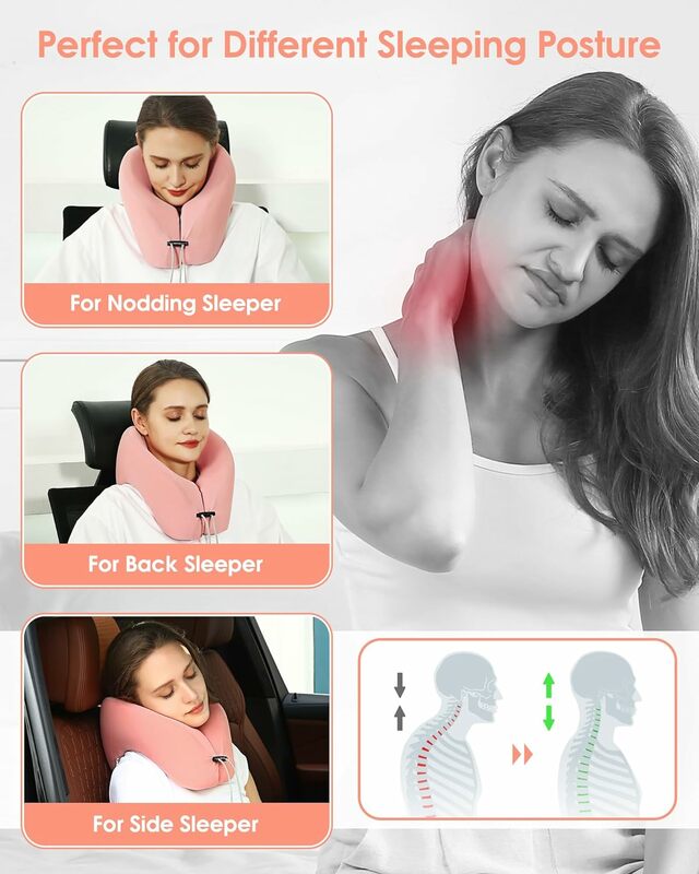 jiaao Travel Neck Pillow with 360-Degree Head Support, Memory Foam U-Shaped Hump Napping Pillow