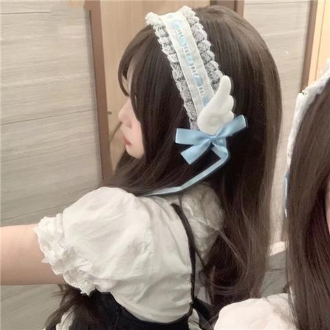 Lolita ikat rambut aksesori buatan tangan lucu mewah sayap malaikat karet rambut hiasan kepala Anime Jepang