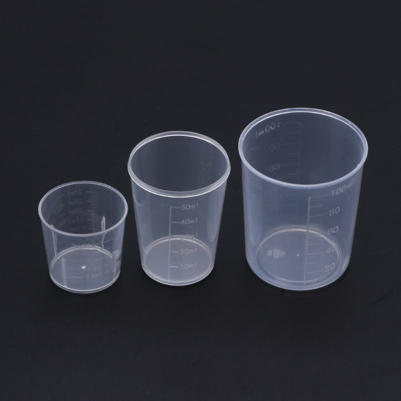 Y1UB Juego tazas medidoras plástico resina epoxi DIY, 3 uds., 30, 50, 100ML, para fabricación joyas
