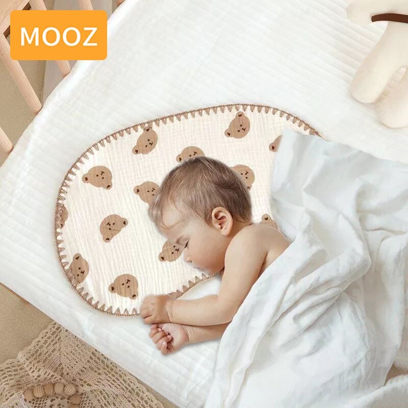MOOZ-Coussin anti-crachat pour bébé, nouveau-né, respirant, absorbant la sueur, gaze de coton, oreiller plat, serviette, CCP021, 0-1 an