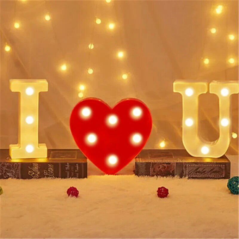 Veilleuse LED avec Lettres de l'Alphabet de 16cm, Luminaire Décoratif d'Nik, Idéal pour un Mariage, un Anniversaire ou une ixde Noël