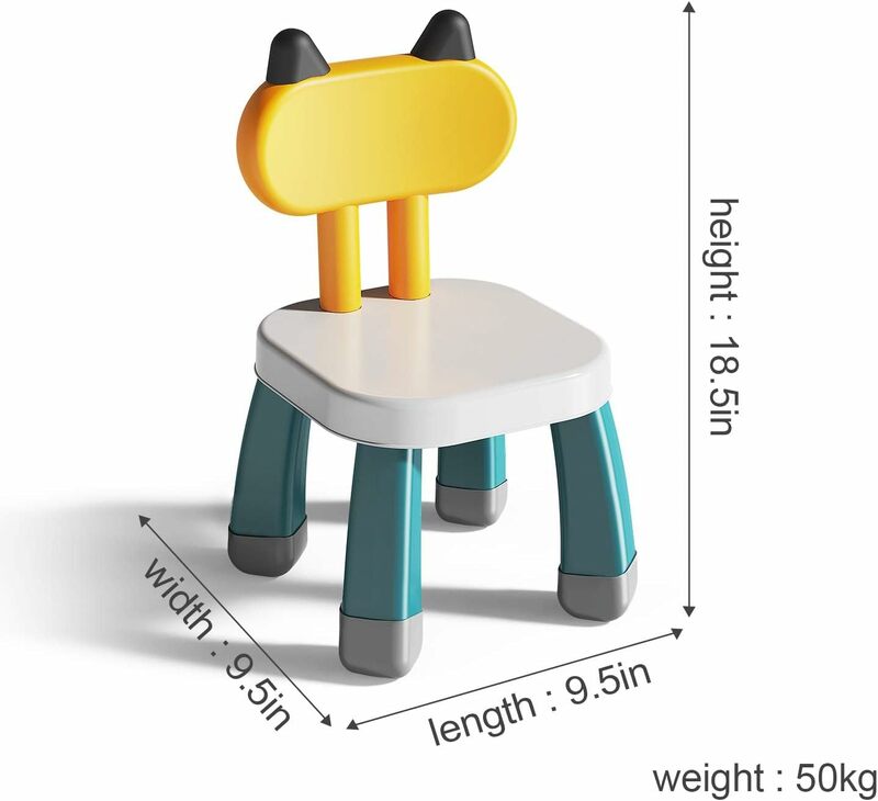 Duurzame plastic stoel voor binnenhandwerk en speelspellen, kinderzitje, 9,5 W x 9,5 D x 18,5 H