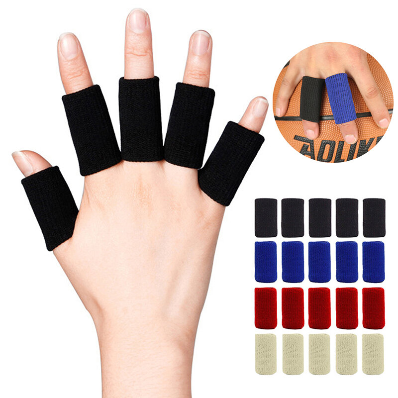 10Pcs Comfortable Finger Brace Splint Sleeve Thumb Support Protector Elastic Breathable Stabilizers For Golf Basketball