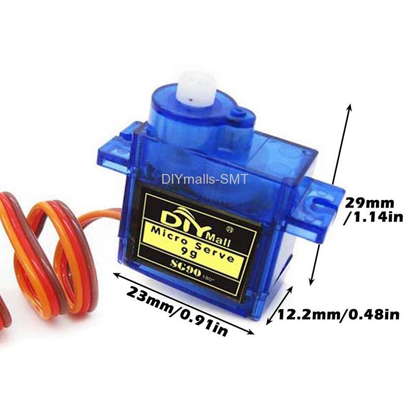 DIYmalls 10pcs SG90 9g Micro Servo Motor Kit 180 Degree for Arduino Project RC Helicopter Airplane Car Robot