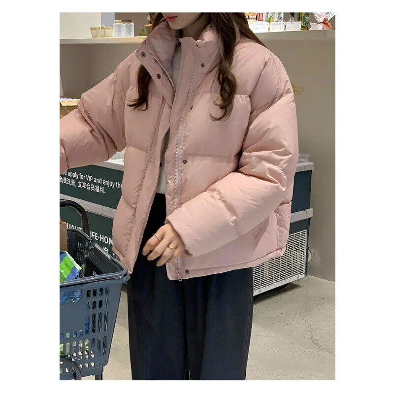 Down Jacket Women Stand Collar Jackets 90% White Duck Thick Winter Loose Long Sleeves Coat Coats Khaki Apricot Overcoat Clothes