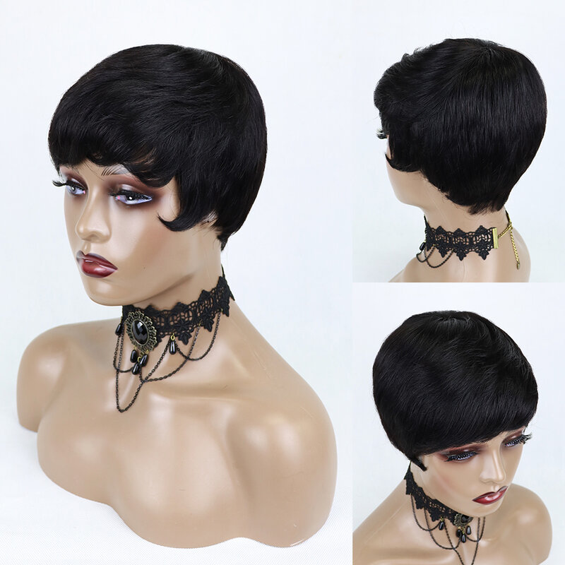 Искусственные прямые парики с челкой для черных женщин, недорогие безклеевые парики естественного цвета