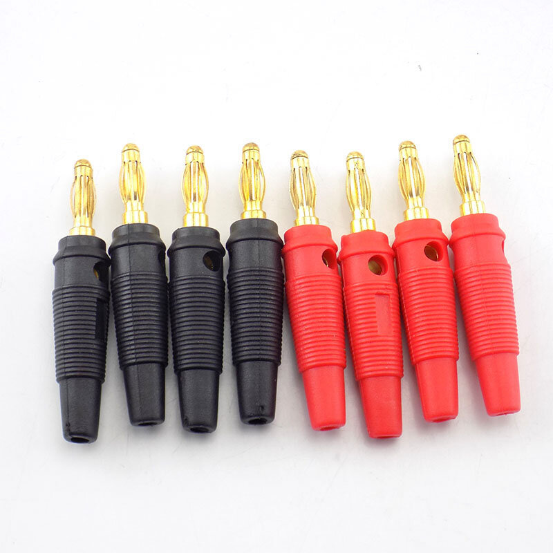 10pcs Banana Plug Audio Speaker Screw Gold Plate Plugs Connector 4mm Adapter Solderless Black Red Color L19